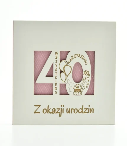 Kartka drewniana na urodziny 14×14 cm - 40. urodziny - liczba
