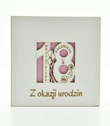 Kartka drewniana na 18 urodziny 14×14 cm - 18. urodziny - liczba