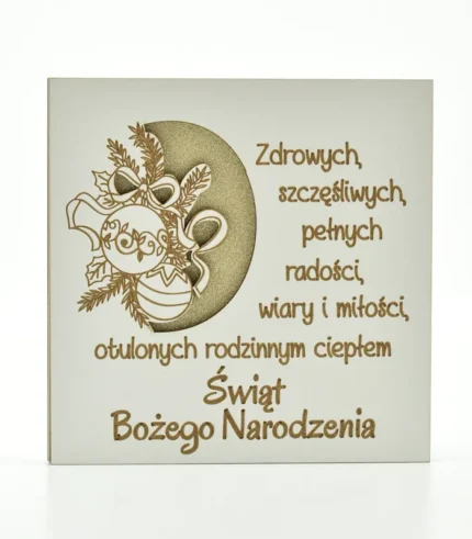 Kartka drewniana na Boże Narodzenie - Zdrowych szczęśliwych Świąt - dekoracja